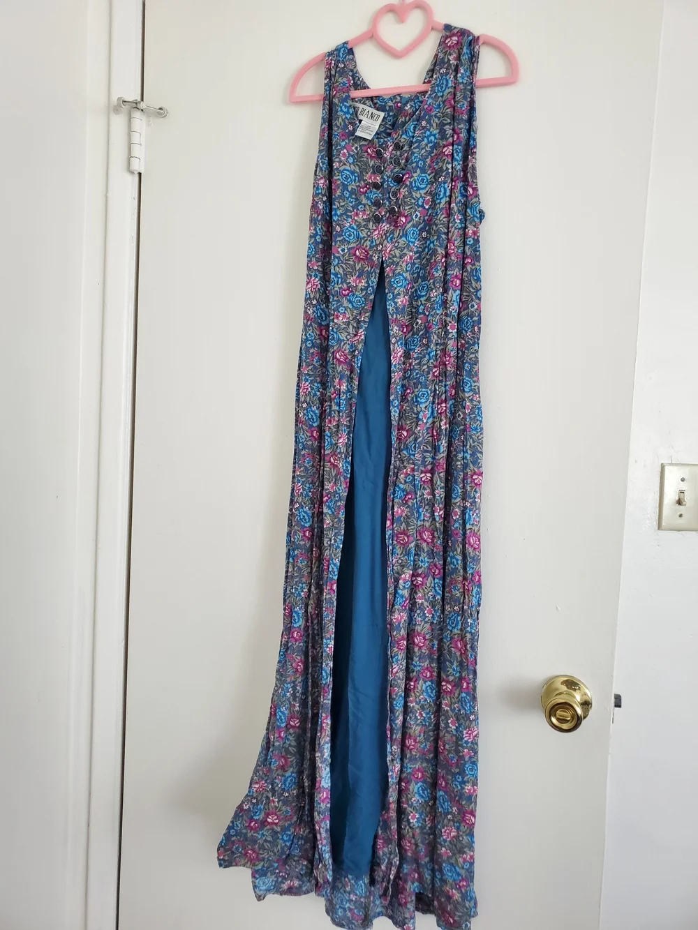 Floral Maxi Dress with Blue Lining